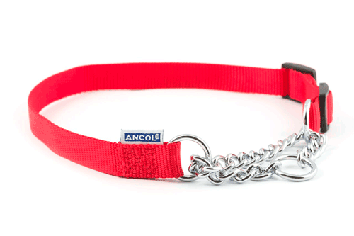 Collar nylon semiahogo metal ROJO 45-60cm Sz4-7