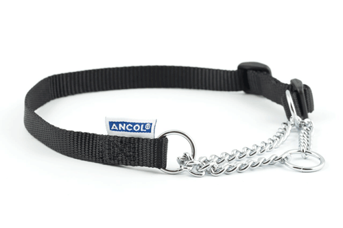 Collar nylon semiahogo metal NEGRO 50-70cm Sz5-9
