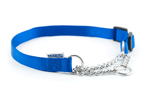 Collar nylon semiahogo metal AZUL 50-70cm Sz5-9