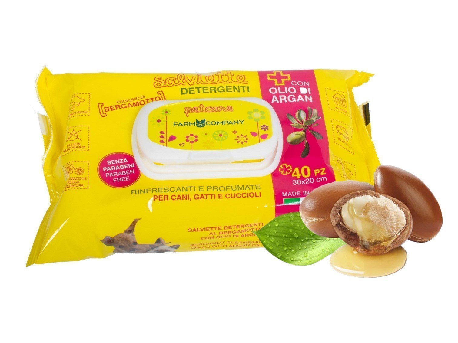 Toallitas humedas ACEITE DE ARGÁN Y BERGAMOTA 40pc salviette umidificate