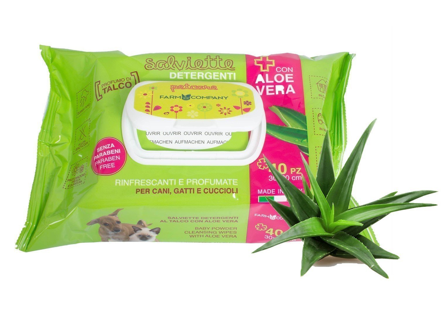 Toallitas humedas ALOE VERA Y TALCO 40pc salviette umidificate