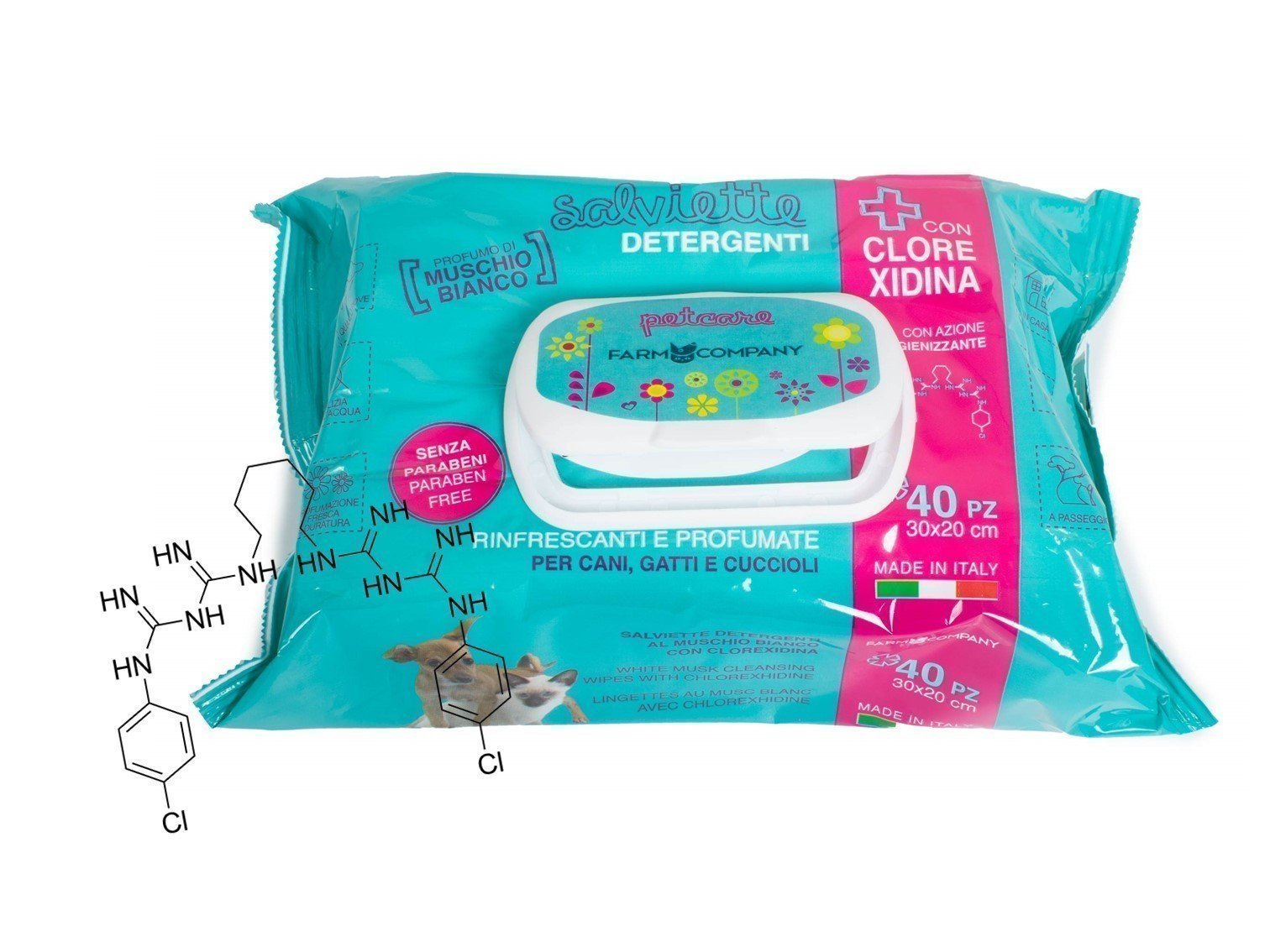 Toallitas humedas MUSGO BLANCO Y CLORHEXIDINA 40pc salviette umidificate