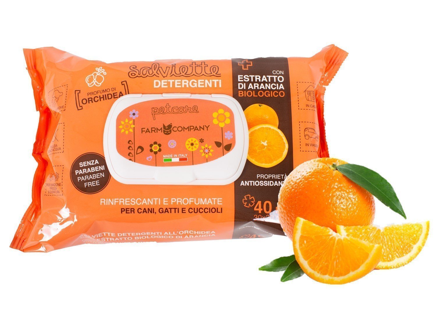 Toallitas humedas NARANJA Y ORQUIDEA 40pc salviette umidificate