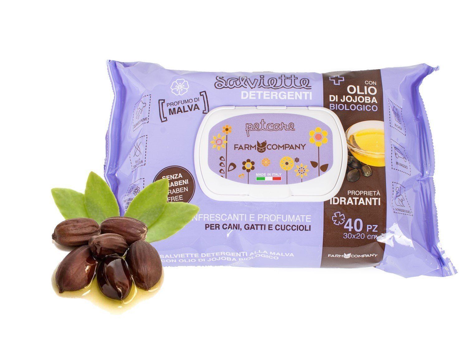 Toallitas humedas ACEITE DE JOJOBA Y MALVA 40pc salviette umidificate