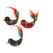 UNIT XMAS Pájaros en tartán gato 13x7cm (Display 24)