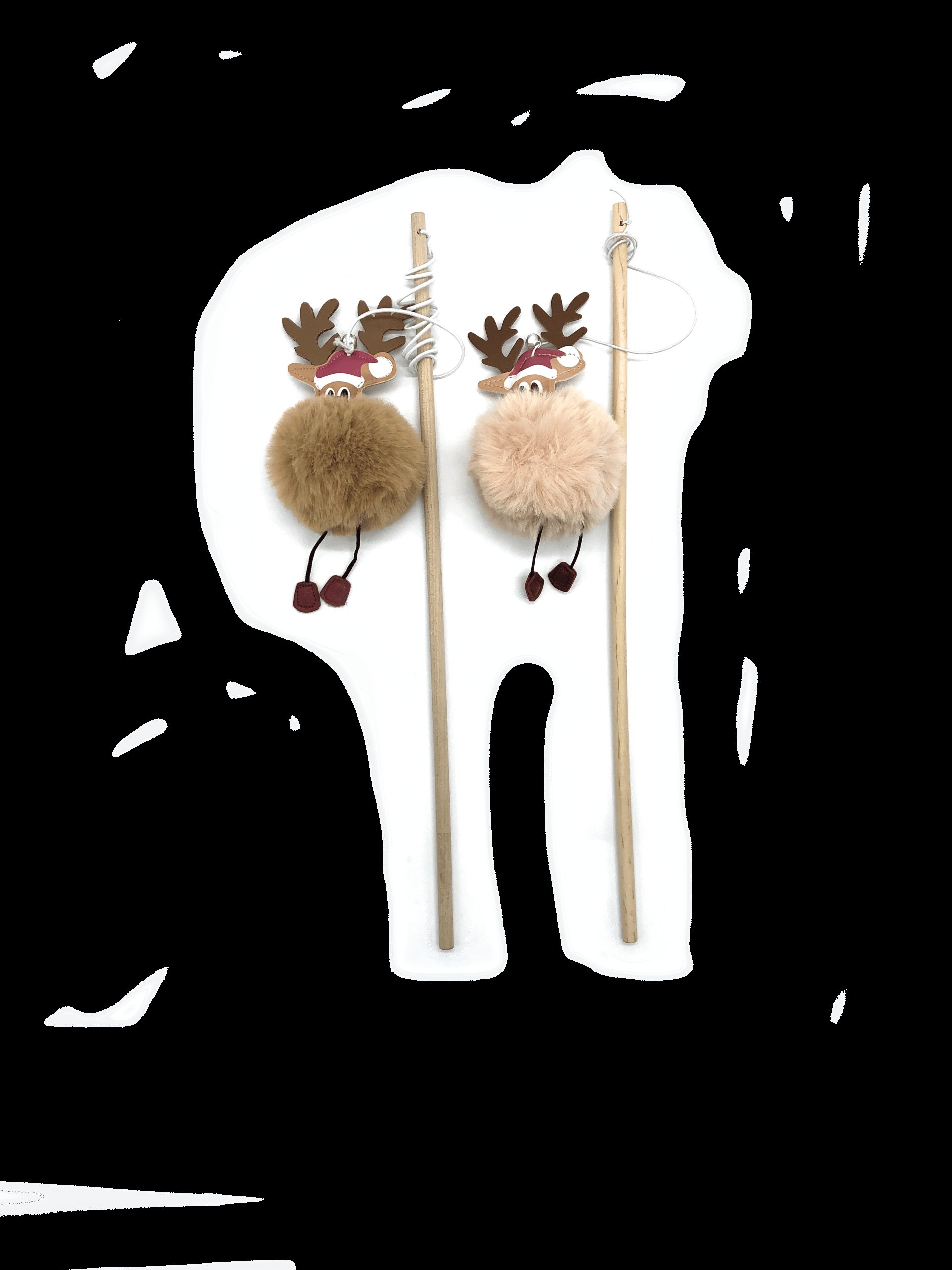 UNIT XMAS Caña con peluches de reno XL gato70cm (Display 24)