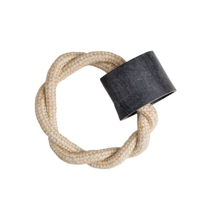 Anillo de algodón reciclado y yute con cuerno 10cm 6