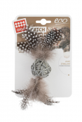 Pelota de ratán gris 2 plumas 3