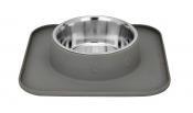 Comedero, acero inoxidable, con mantel individual de silicona gris, 320ml 1