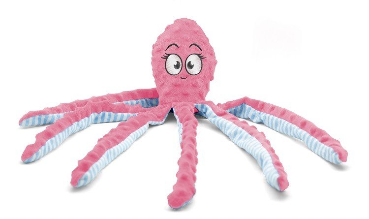 Pulpo de peluche con sonajero Rosa 45cm 6