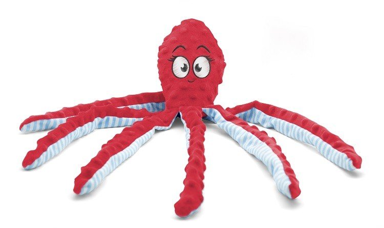 Pulpo de peluche con sonajero Rojo 45cm 6