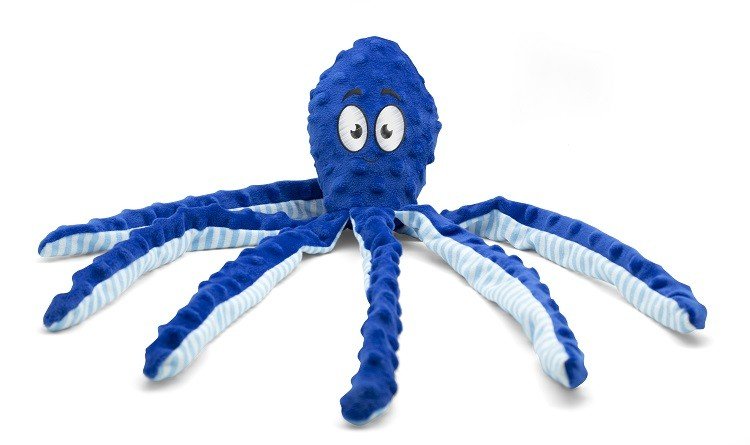 Pulpo de peluche con sonajero Azul 45cm 6